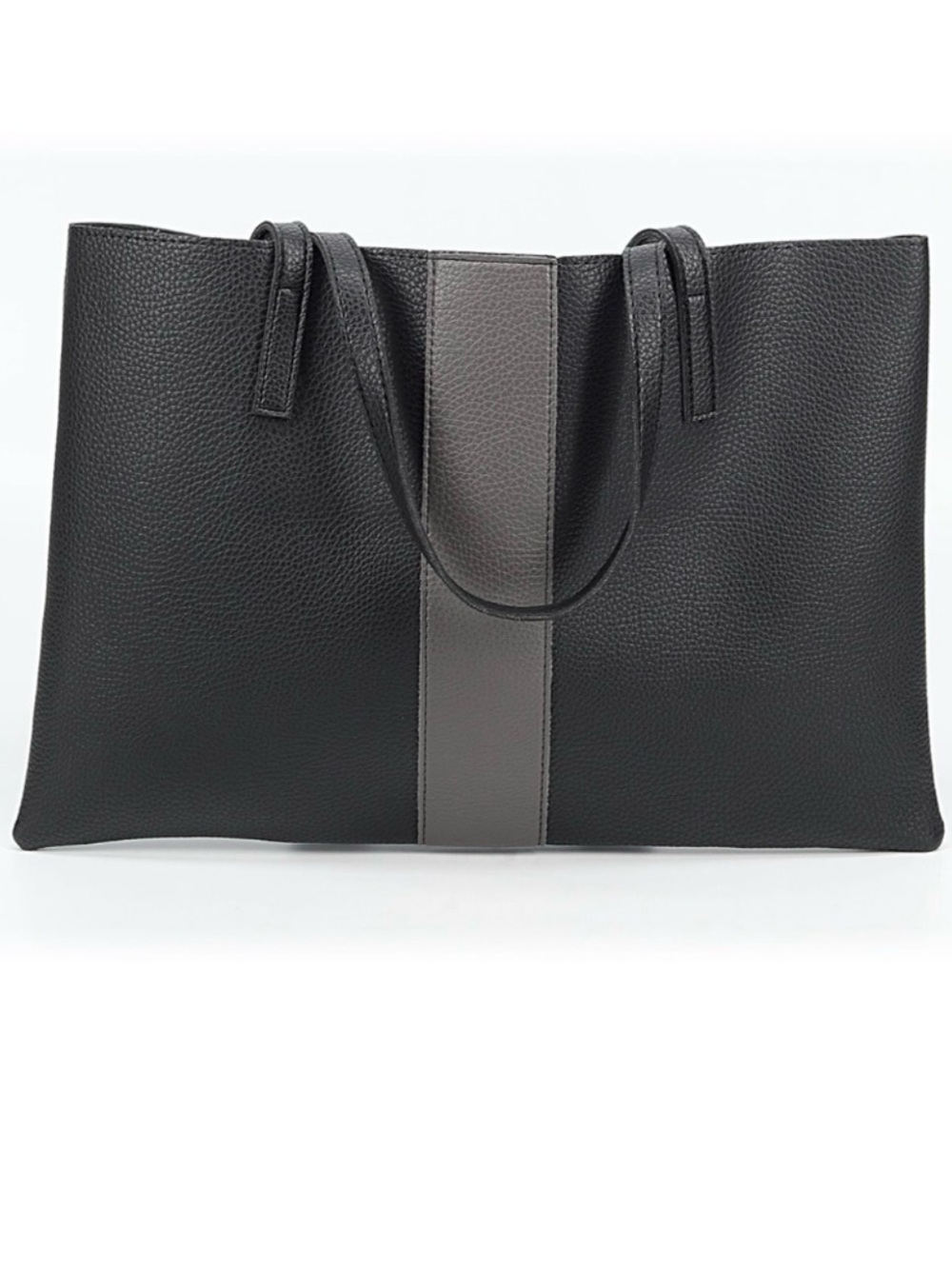 Vince Camuto Luck Vegan Leather Tote Black & Grey NIP w/ dusty
